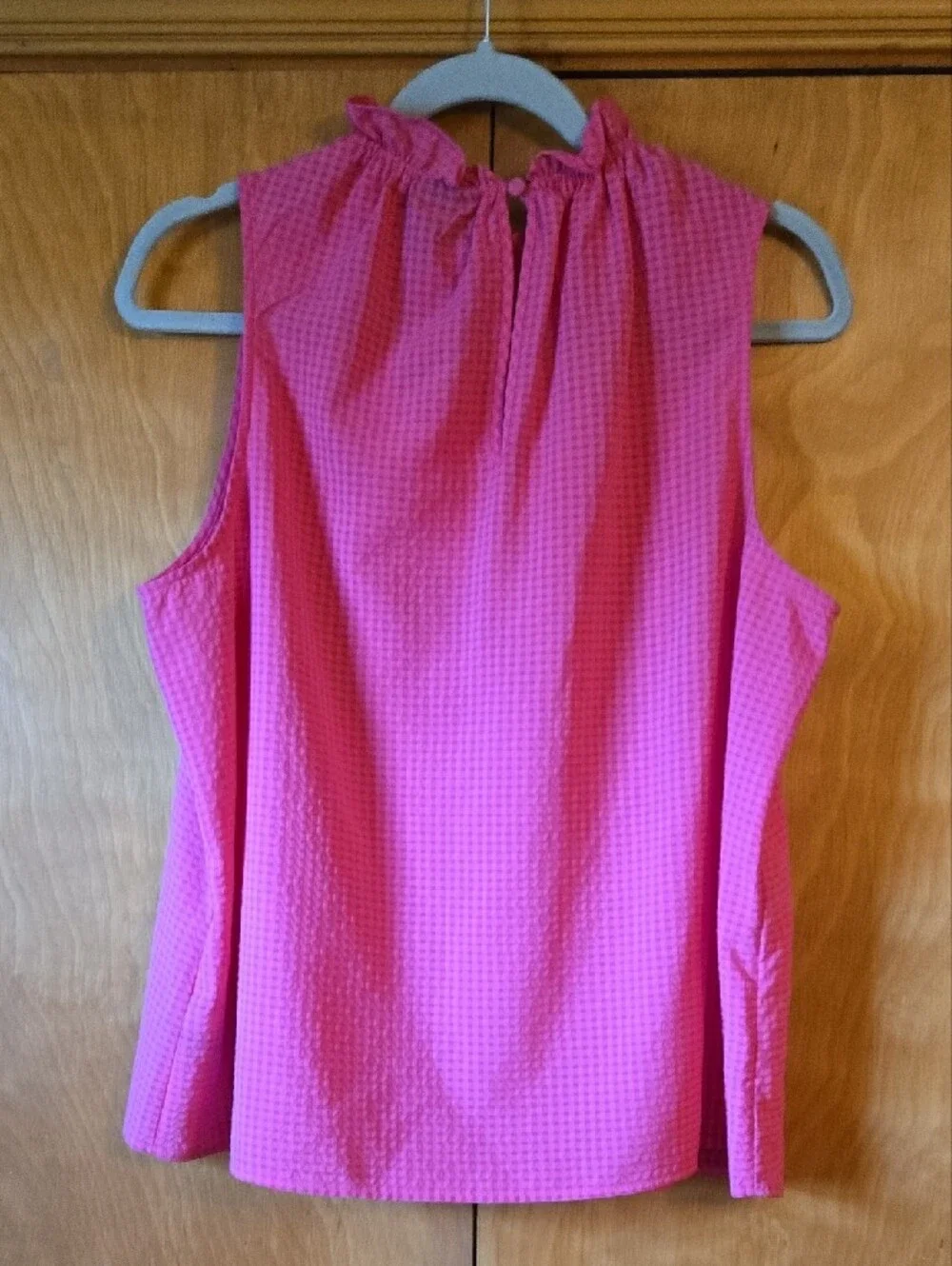 Who What Wear Hot Pink Ruffle-Neck Sleeveless Top